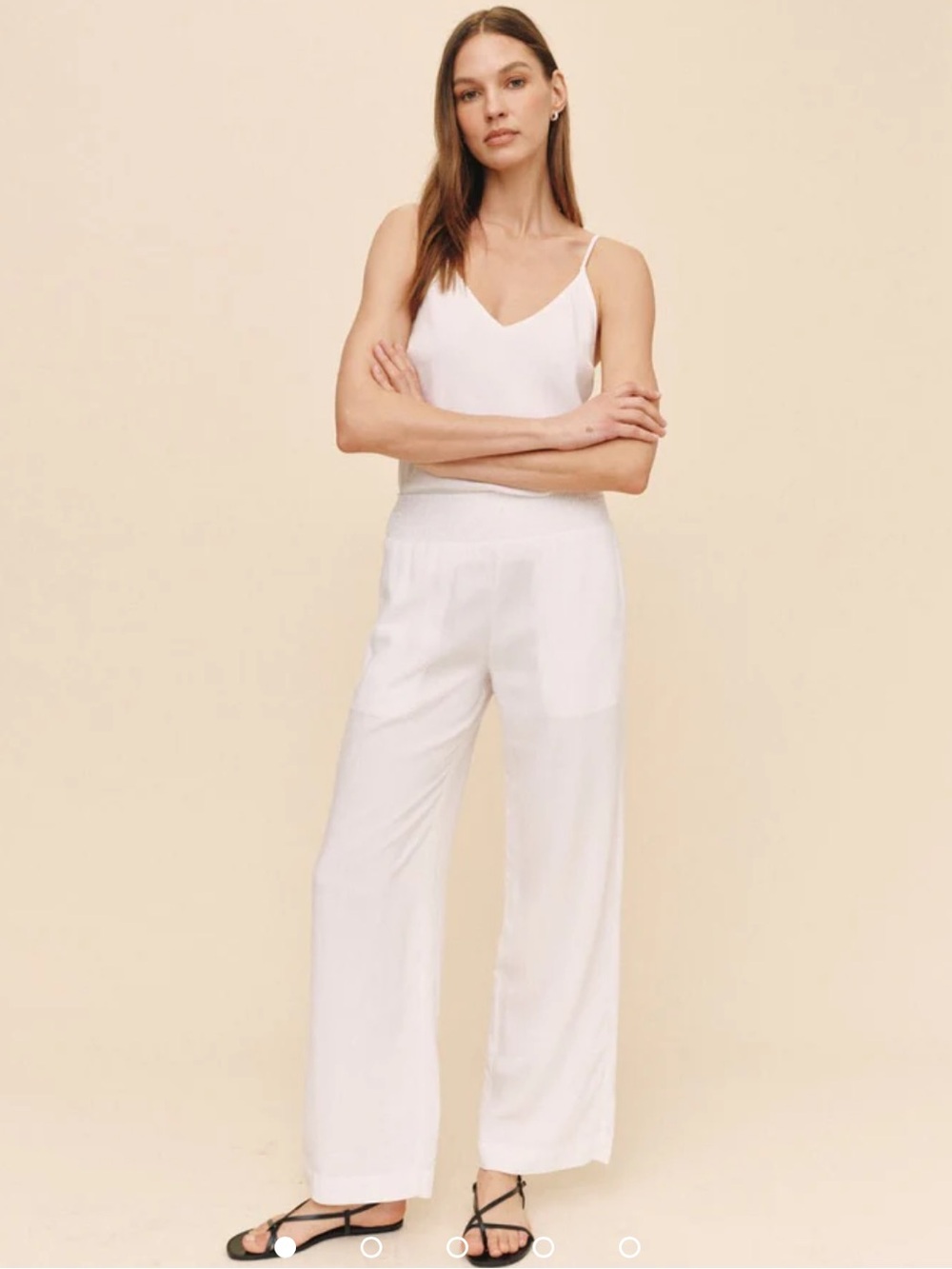 Bella Dahl Smocked Waist Wide Leg - White